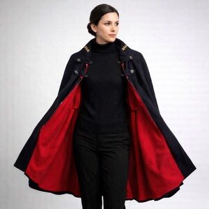 Vintage Salvation Army Ceremonial Cape Navy Wool Red Lining Uniform Cape OS